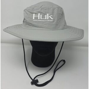 Huk Performance Fishing Volcanic Ash Gray Foldable Boonie Bucket‎ Hat Wide Brim